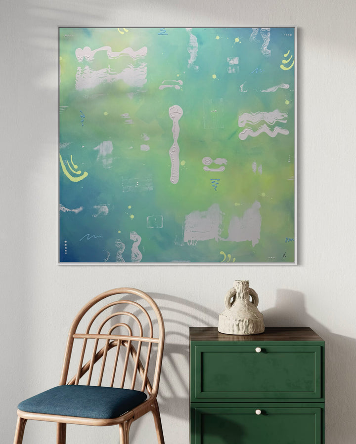 Wiese, Wasser. Weiter nichts. - Originalwerk 120 x 120 cm