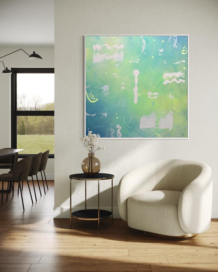 Wiese, Wasser. Weiter nichts. - Originalwerk 120 x 120 cm